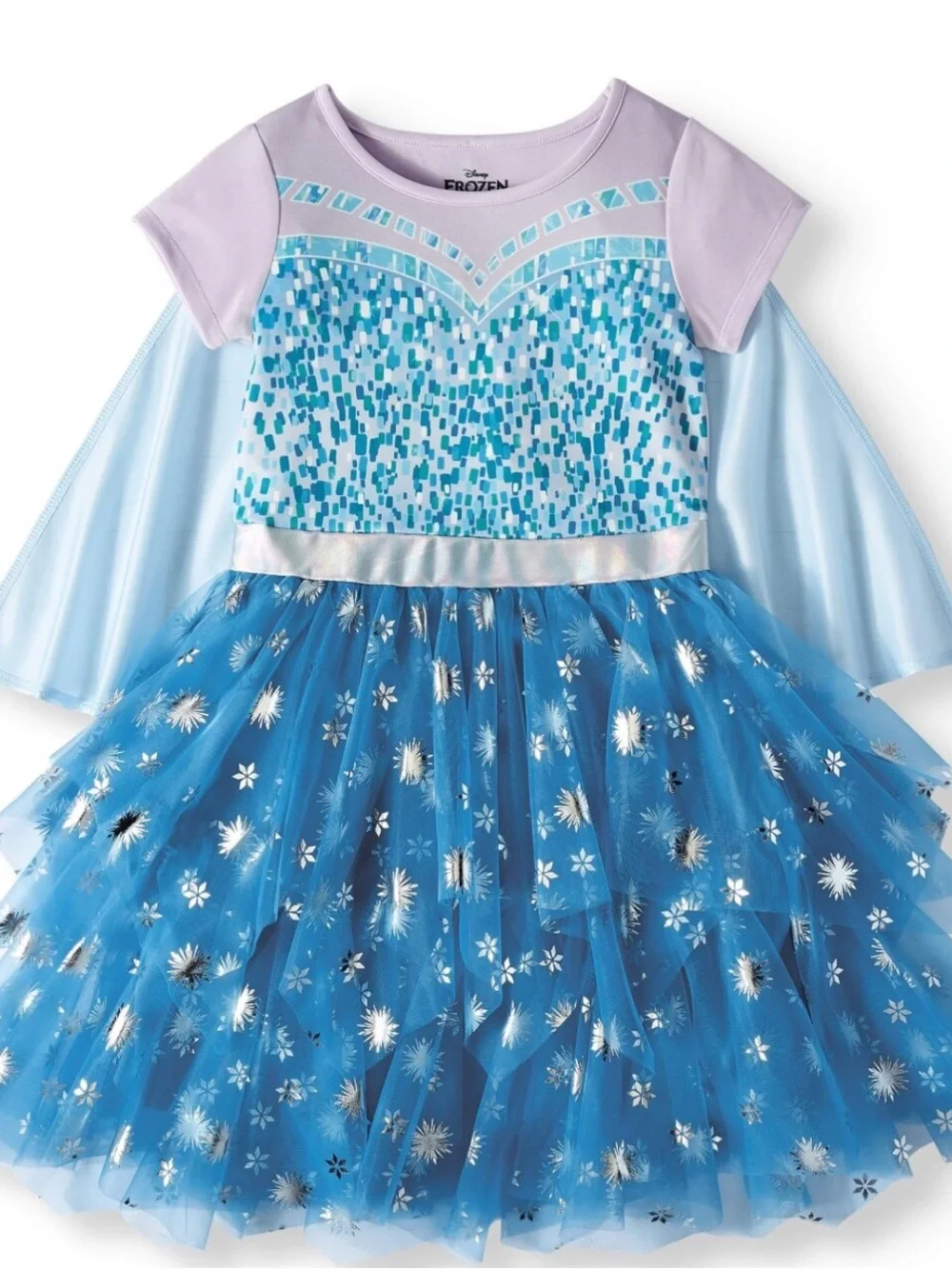 Disney Frozen Elsa Girls Cosplay Tiered Tutu Tulle Dress Detachable Cape 14/16